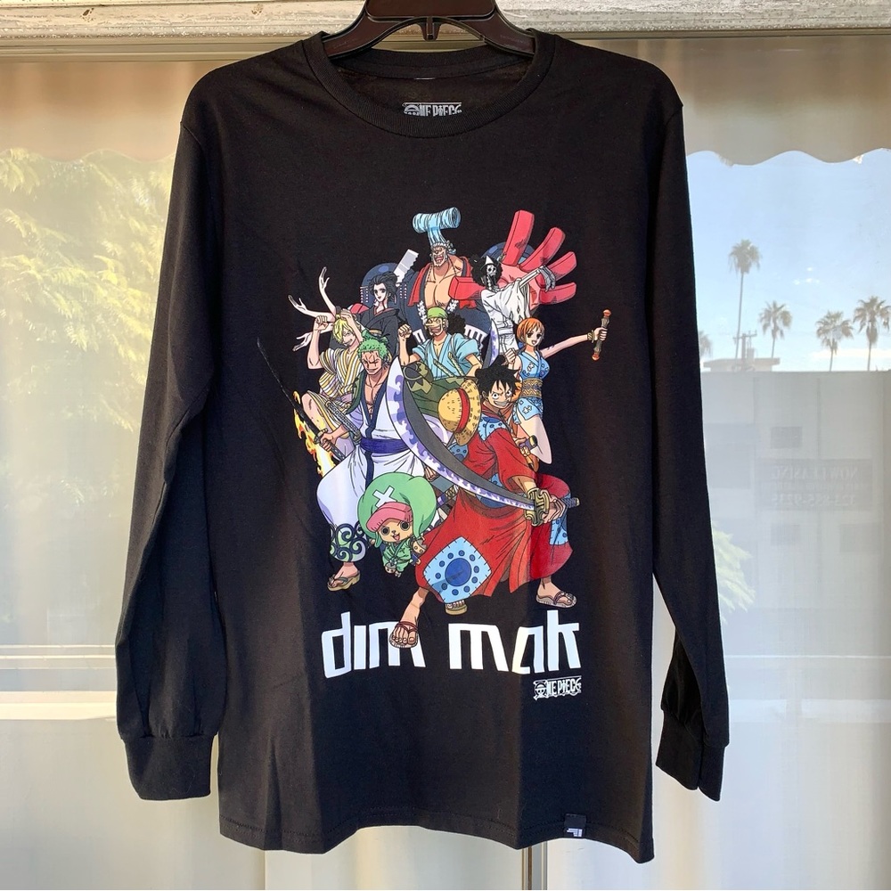 NEW BLACK DIM MAK X ONE PIECE COLLAB LONG SLEEVE TEE